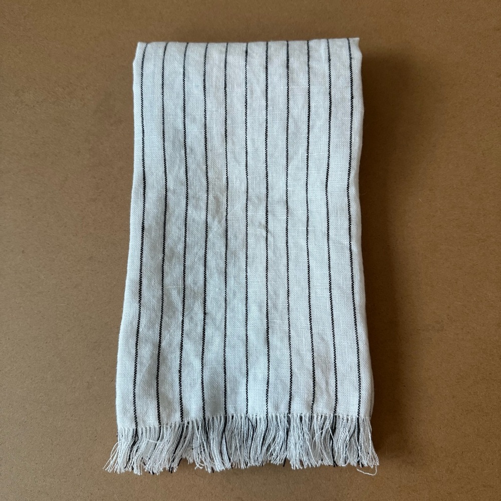 Handmade Striped Fringe Linen Hand Towel